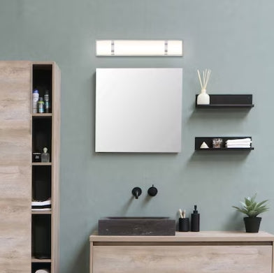 (New) True Fine 24-in 3 Light Brushed Nickel Integrated LED Modern/contemporary Bathroom Vanity light