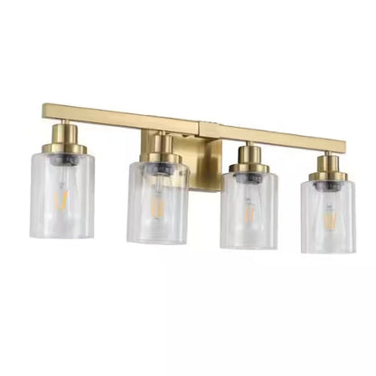 24.2 in. 4 Light Gold Finish Vanity Light with Clear Glass Shade (No Bulbs)