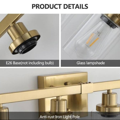 24.2 in. 4 Light Gold Finish Vanity Light with Clear Glass Shade (No Bulbs)