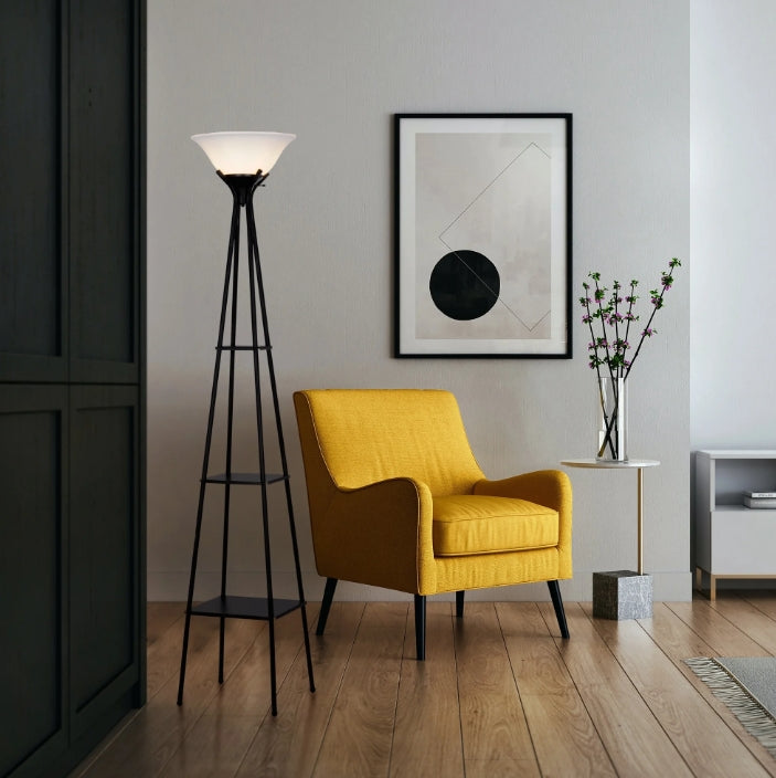 Mainstays Charcoal Finish Metal Etagere Floor Lamp