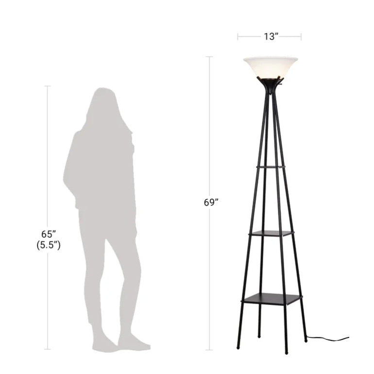 Mainstays Charcoal Finish Metal Etagere Floor Lamp