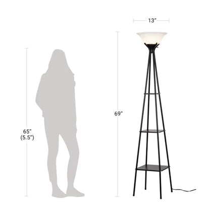 Mainstays Charcoal Finish Metal Etagere Floor Lamp