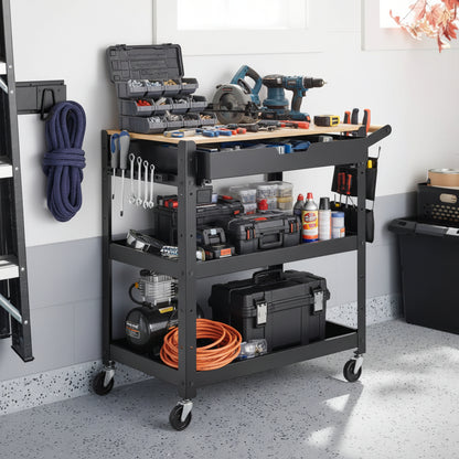 3 Tier Metal Rolling Service Cart - Brightroom