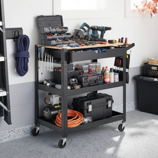 3 Tier Metal Rolling Service Cart - Brightroom