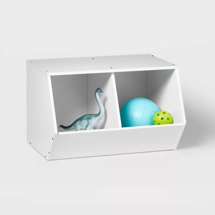 Stackable Laminate 2-Compartment Kids' Storage Bin