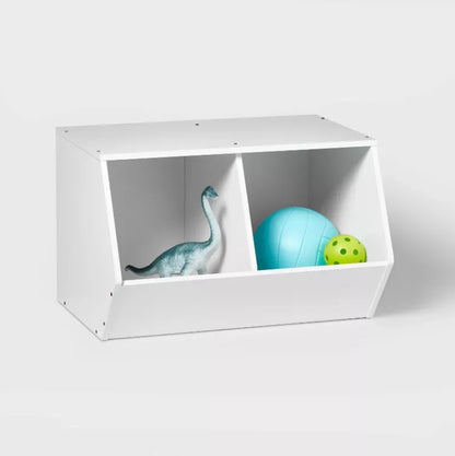 Stackable Laminate 2-Compartment Kids' Storage Bin