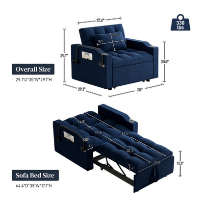 Wiilayok 3 in 1 Single Sleeper Sofa Chair