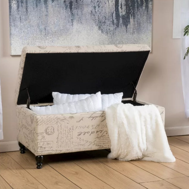 (New) Luke Fabric Storage Ottoman Bench