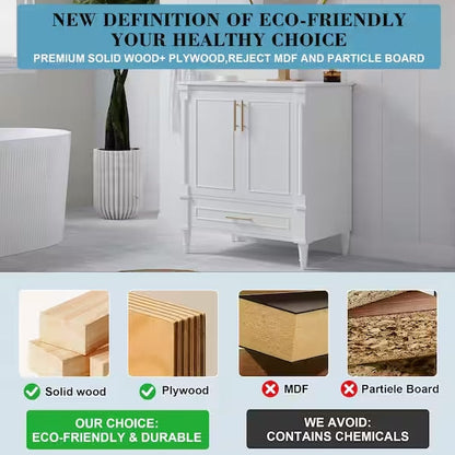 Single Sink Solid Wood Freestanding