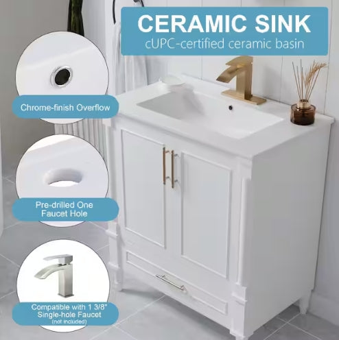 Single Sink Solid Wood Freestanding