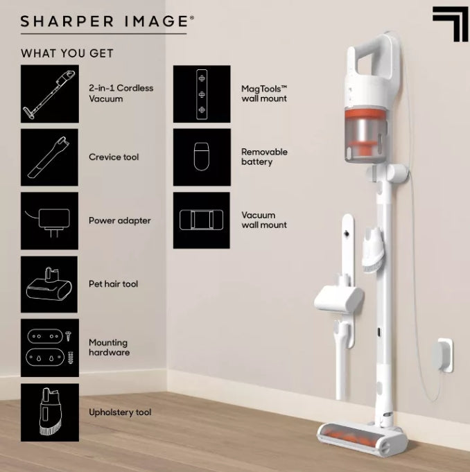 Sharper Image Cordless Vacuum, Stick and Handheld Combo White
