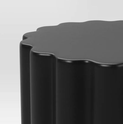 Scalloped Round Side Table Black