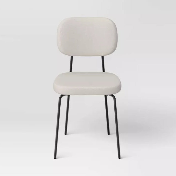 (New) Set of 2 Upholstered with Metal Base Dining Chair Chairs Cream Boucle