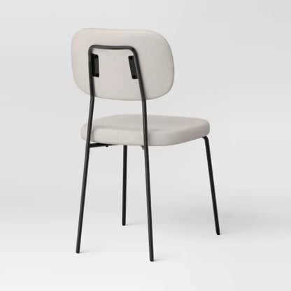 (New) Set of 2 Upholstered with Metal Base Dining Chair Chairs Cream Boucle