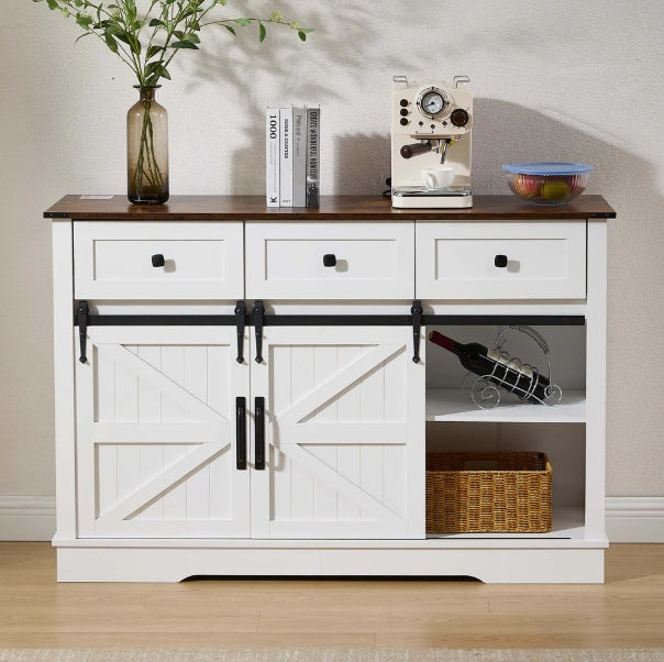 54"L Sideboard with Wine Rack and Storage Buffet Cabinet