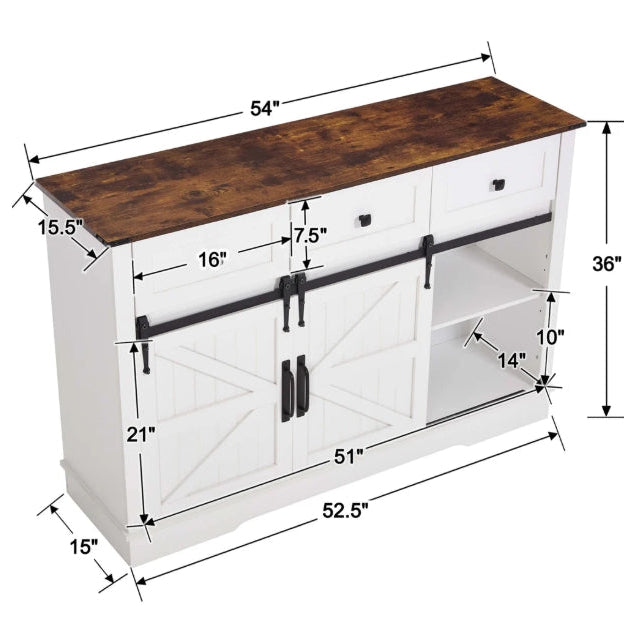 54"L Sideboard with Wine Rack and Storage Buffet Cabinet