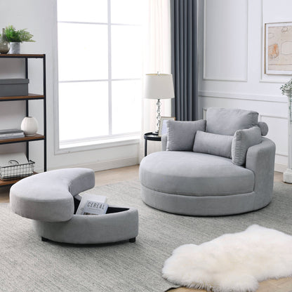 Swivel Chair with Moon Storage Ottoman