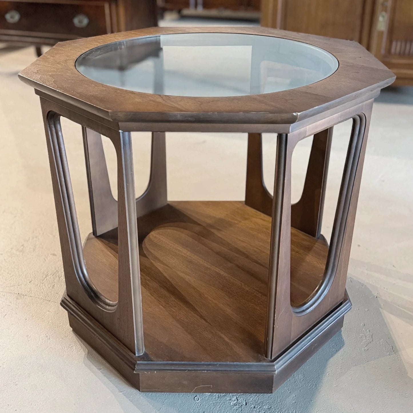 Mid-Century Walnut End Table- Octagonal