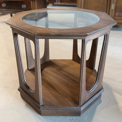 Mid-Century Walnut End Table- Octagonal