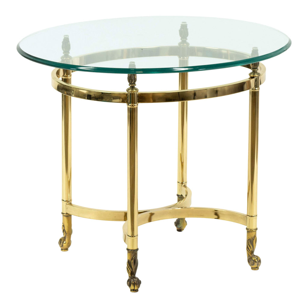 Vintage Glass and Brass Side Table