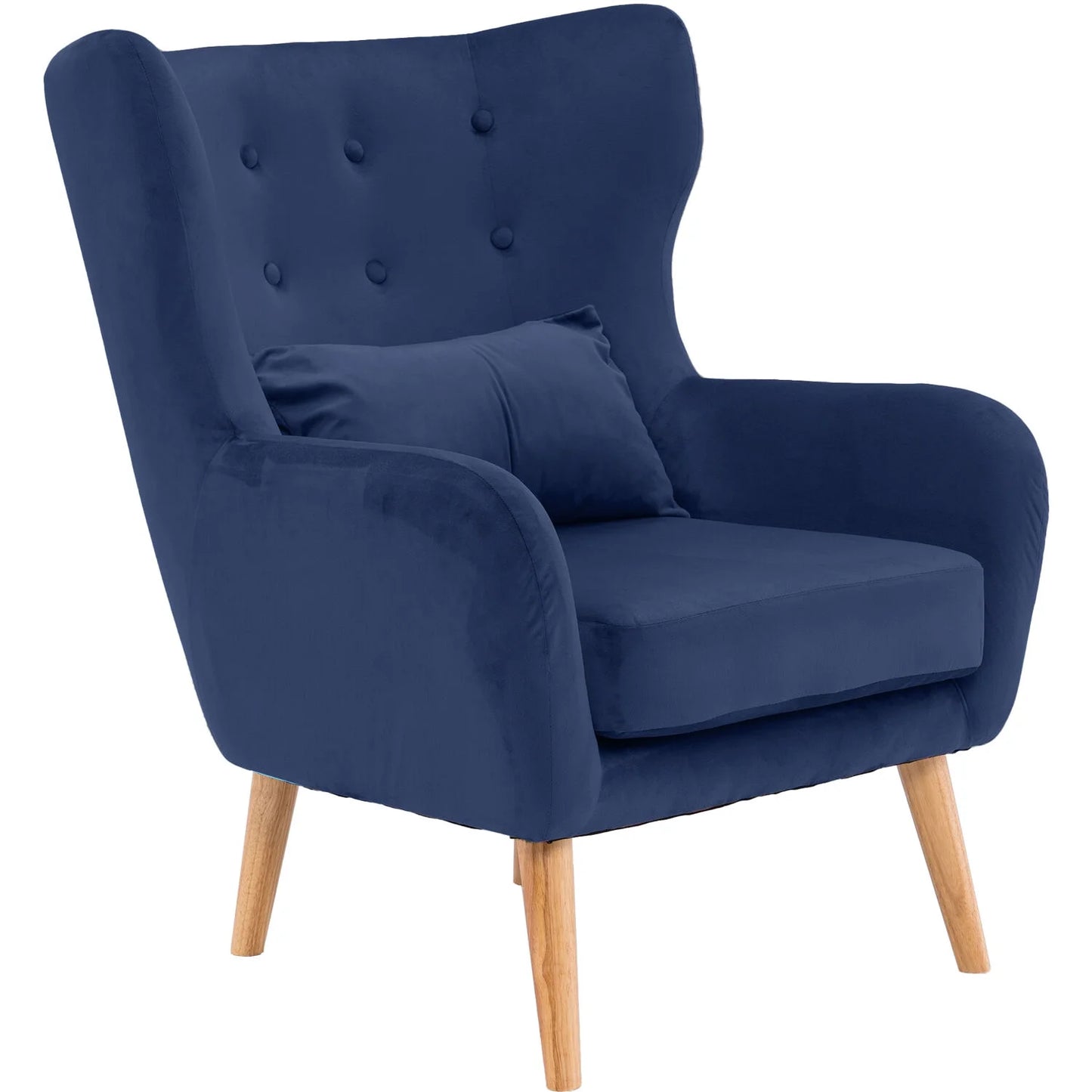 Velvet Wingback Accent Chair (Blue)