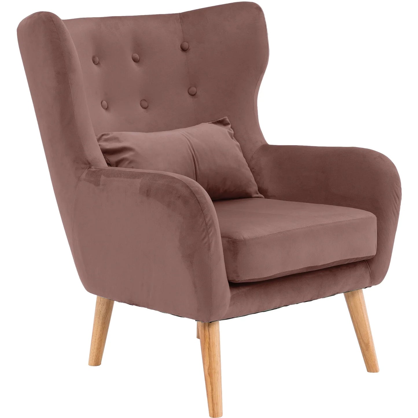 Velvet Wingback Accent Chair (Mauve)