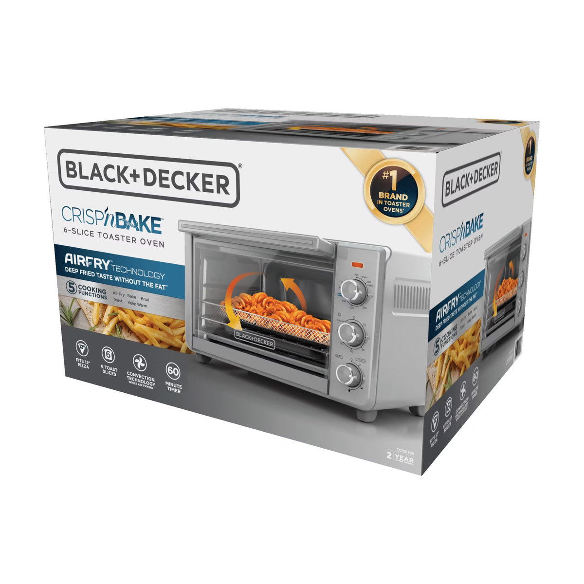 (New) BLACK+DECKER 6-Slice Crisp 'N Bake Air Fry Toaster Oven, .78 Cubic Feet Interior