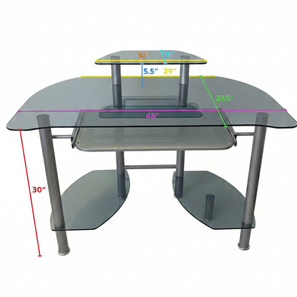 Blue Glass and Metal Desk