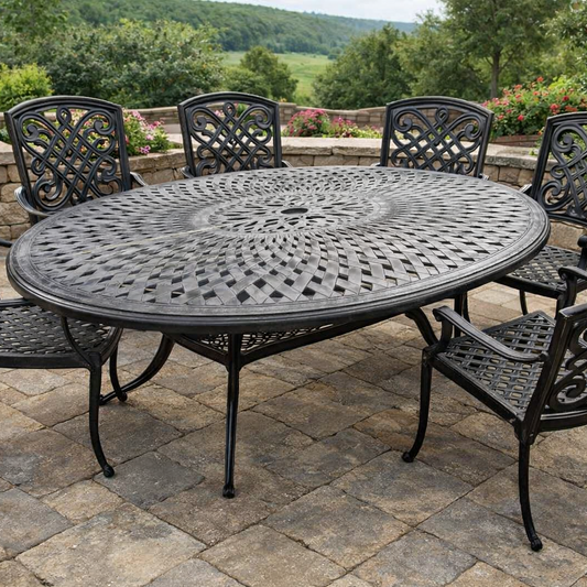 Black Aluminum Oval Patio Dining Table