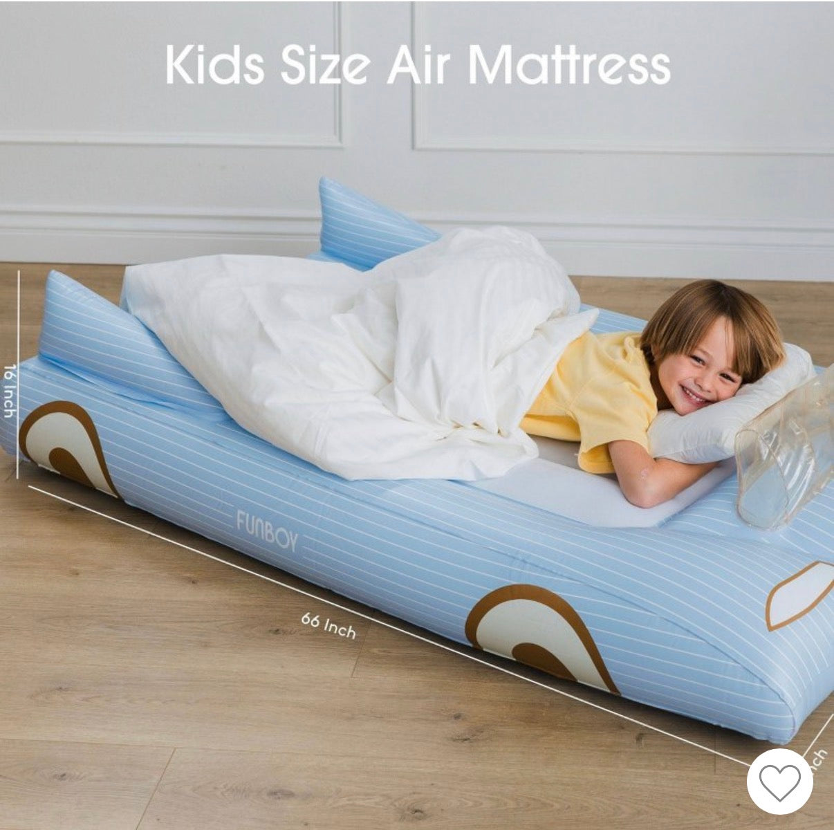 FUNBOY Blue Car 15 inch H Kids Sleepover Twin Air Mattress Bed with Electric Pump