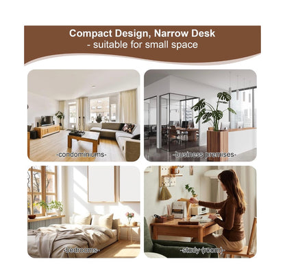 Solid Wood Desk with Drawers 24 X 16 Inch Single Narrow Desks, Rubber Wood Study Table, Small Writing Desks for Small Spaces/Bedroom Modern Black Desk (New in Box)
