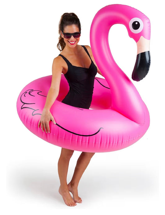 Giant Animal Pool Float, Inflatable Floatie Tube, Blow Up Swim Ring, Outdoor Summer Pool Party Water Toy (Pink Flamingo) (New in Box)