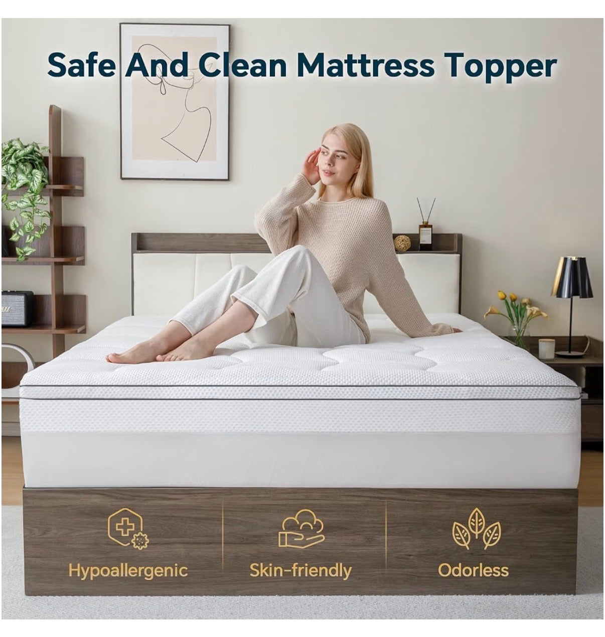 Firm Memory Foam Mattress Topper Queen Size Dual Layer 3 Inch Cooling Gel Memory Pad 1 Inch Pillow Top Mattress Cover for Back Pain 60 Inch X 80 Inch X 4 Inch