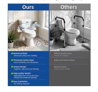 Zeagus Adjustable Toilet Safety Rails 500 lb Toilet Safety Frame Grab Bar 60 Degrees Adjustable & Space Saving Toilet Assist Arms for Seniors, Disabled, Elderly, Mobility-Impaired (New in Box)