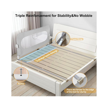 Bed Rail for Toddlers, Swing Door Kids Beds Rails Guard for Twin, Full, Queen, Bunk Size Bed, Extra Tall Child Bed Rail Guard with Reinforced Anchor Safety System 32 Inch Length X 29.5 Height (Gray) (New in Box)