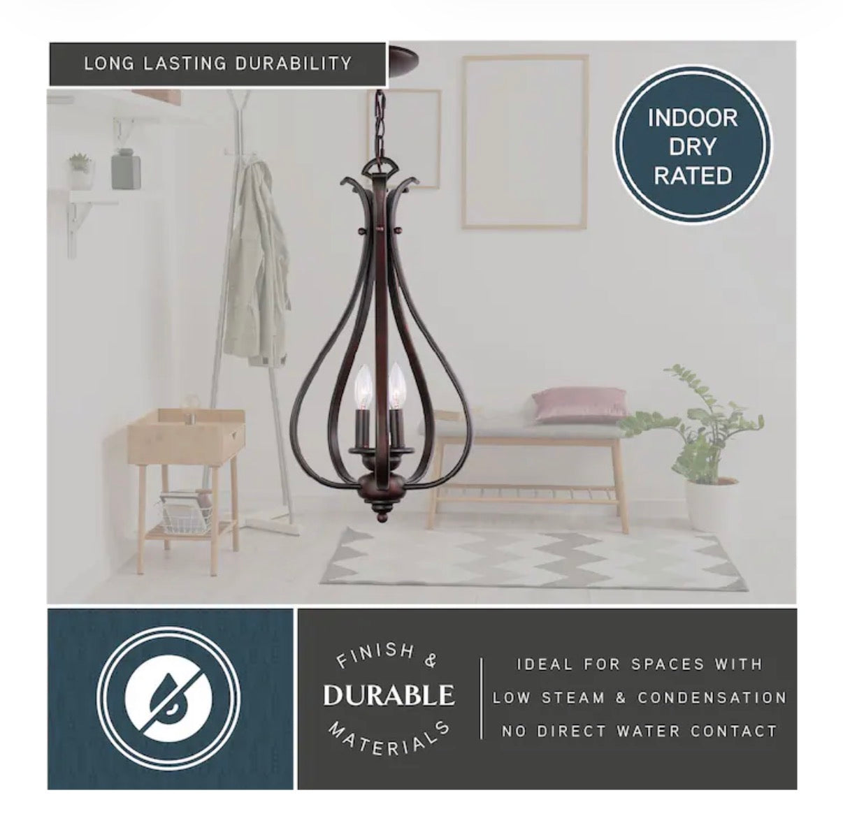 Monrovia 3- Light Royal Bronze Traditional Teardrop Medium hanging Pendant Light