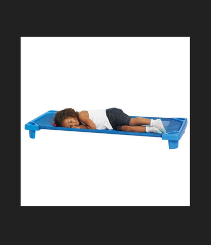ECR4Kids Streamline Cot, Ready To Assemble, Standard Size, Daycare Essentials 6 Pack (Blue) (New in Box)