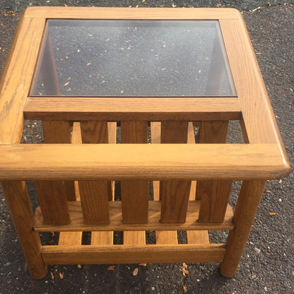 Mersman MCM End Table with Smoked Glass Top