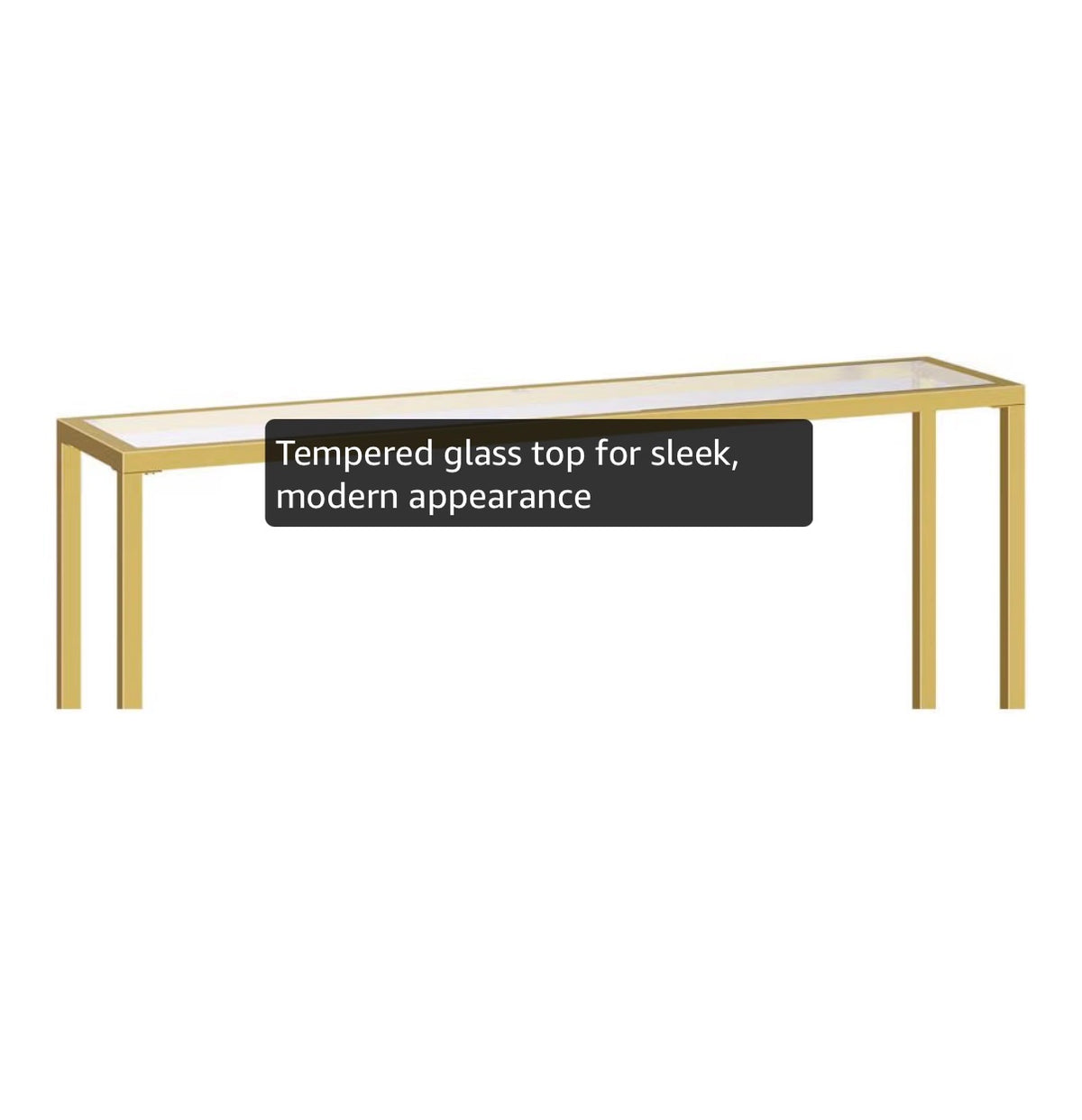 39.4 Inch Narrow Console Table, Tempered Glass Sofa Table Behind Couch Table Modern Entryway Table, Metal Frame for Living Room, Hallway (Gold) (New in Box)