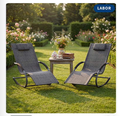Garvee Adjustable Patio Chaise Lounge Chair with Removable Pillow, Folding outdoor Pool Lounger with Armrests , Weather-Resistant Mesh Fabric for Patio, Lawn & Poolside (Gray) (New in Box)