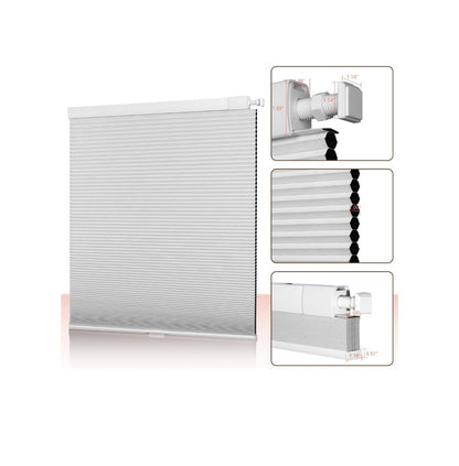 No Drill No Tool Blackout Cellular Shades Corrdless Easy Install Honeycomb Blind Thermal Insulated Noise Reduction Blinds for Indoor Window, Blackout 22.5 Inch Width X 48 Inch (White) (New in Box)