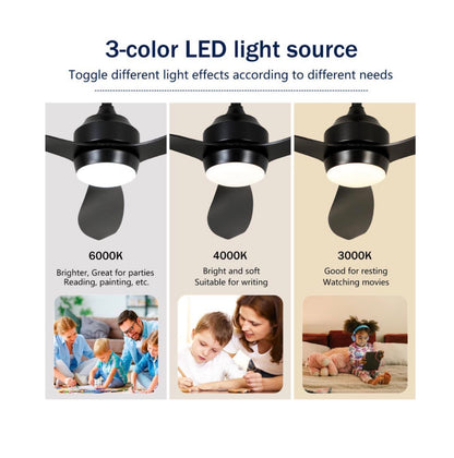 52 Inch Matte Black/Black Downrod Mount Modern 6 Speed Reversible Ceiling Fan w/ LED Light Remote Control, Downrod, Timer (New in Box)
