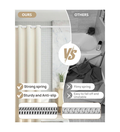 Heavy Duty Tension Curtain Rod 42 Inch to 76 Inch Anti-Slip Spring Loaded Curtain Rods No Drilling, Apartment Renter Friendly Tension Rod for Windows, Bathroom, Closet & Door (White) (New in Box)