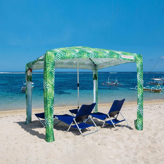 (New) CoolCabana Beach Shade Tent - Easy Setup, UPF 50+ Protection, Large & Medium Sizes, Compact & Wind Resistant - Beach Cabana for The Whole Family - Palms, Large