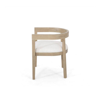 Cinnabar Beige Fabric Upholstered Chair Light Ash Finish Solid Wood Frame Dining Armchair with Curved Back (Set of 2) (Use; Good Condition)