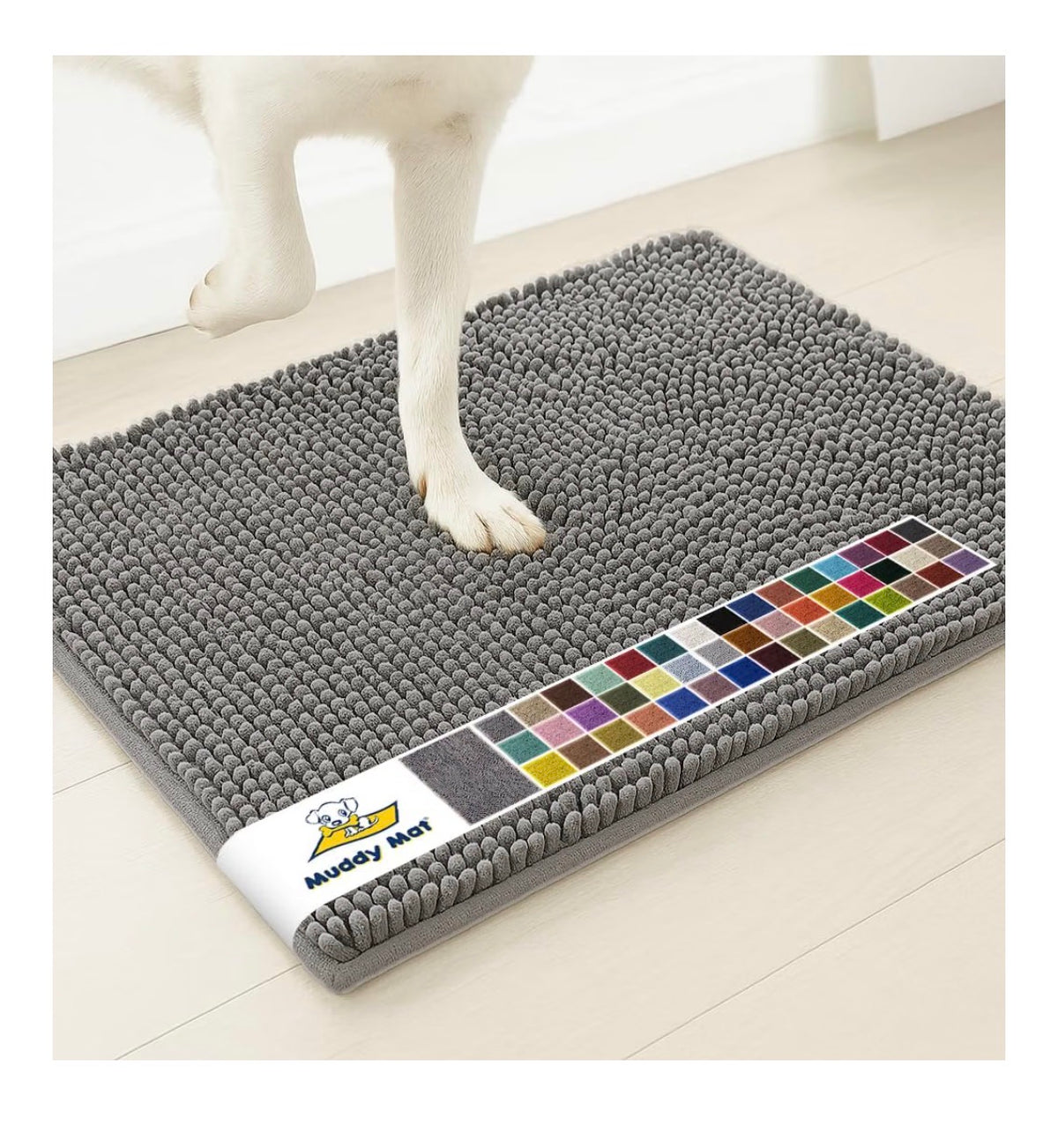 Muddy Mat Super Water Absorbent Door Mat Indoor Microfiber Quick Dry Chenille Entry Rug, Slip Resistant Machine Washable 30 Inch X 19 Inch  (Gray)