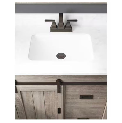 Brindley 30 Inch Single Sink Freestanding Weathered Bath Vanity with White Engineered Stone Top (Gray) (Unboxed; New)