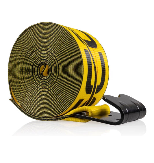US Cargo Control 4 Inch X 30 Ft. Winch Straps with Flat Hooks & Defender (New)