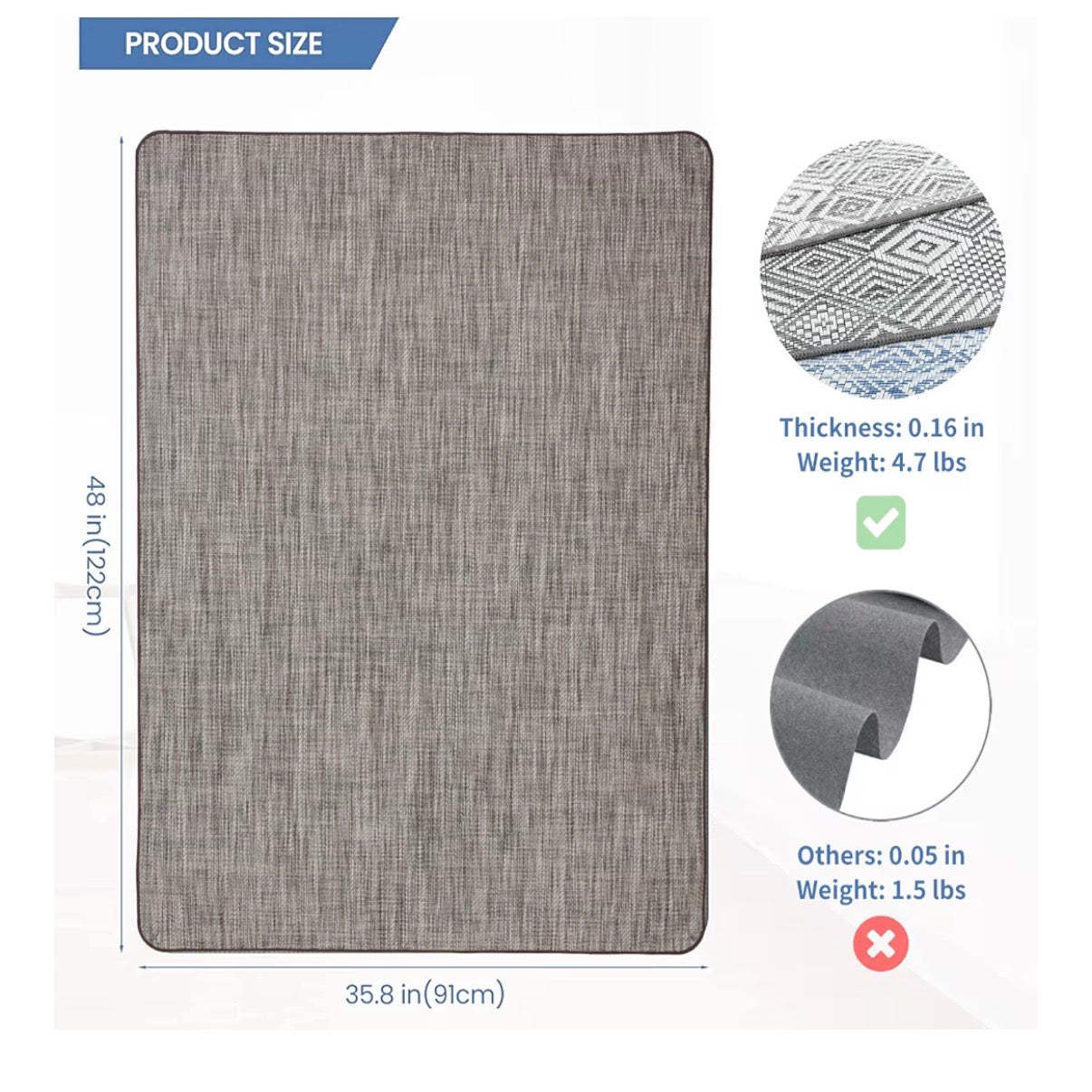 Chair Mat for Hardwood & Tile Floor 36" X 48"