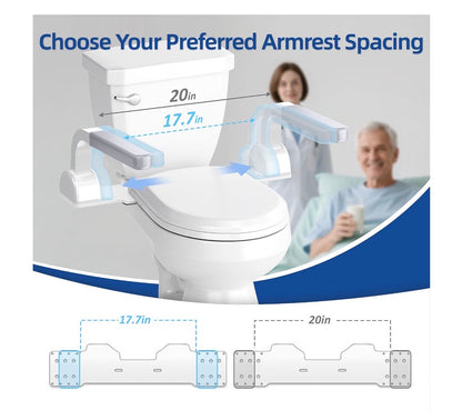 Zeagus Adjustable Toilet Safety Rails 500 lb Toilet Safety Frame Grab Bar 60 Degrees Adjustable & Space Saving Toilet Assist Arms for Seniors, Disabled, Elderly, Mobility-Impaired (New in Box)